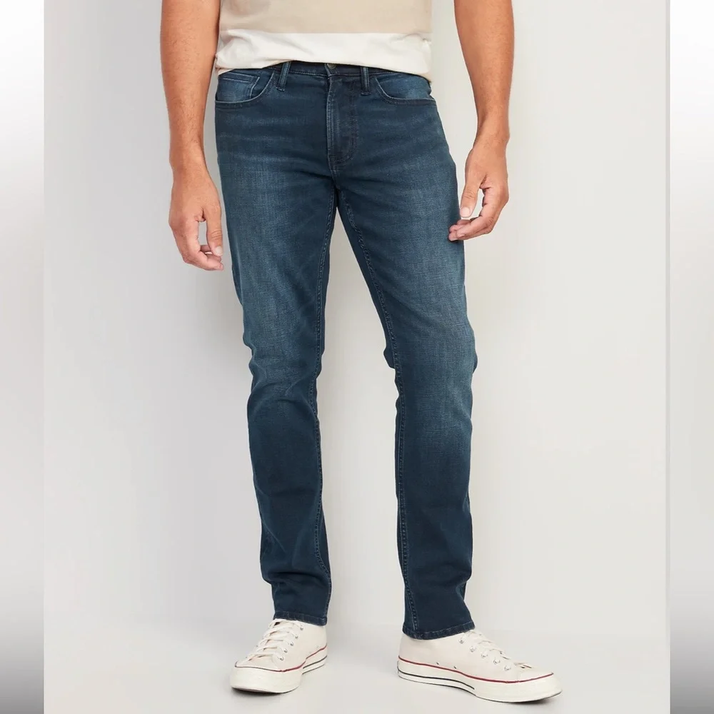 NWT Old Navy Men's Straight 360 Stretch Jeans Blue Black, 34x32